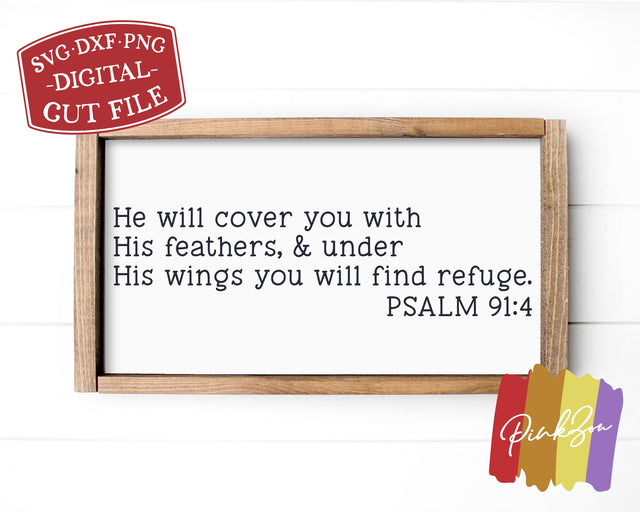 He Will Cover You With His Feathers Svg, Christian Svg, Psalm 91:4 Svg, Farmhouse Decor Svg, Bible Verse Svg, Commercial Use, Digital Cut Files (1309263641) SVG PinkZou 