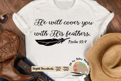 He will cover you with His feathers svg, png, jpg - Christian scripture verse svg - tribal faith svg SVG The Artsy Spot 