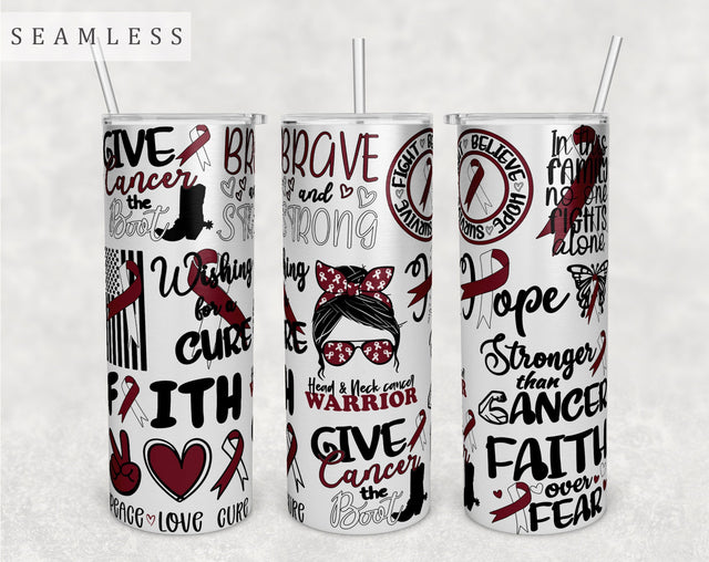 Head And Neck Cancer Awareness Tumbler Wrap, 20 Oz Skinny Tumbler Sublimation Design, Seamless Head And Neck Cancer Warrior Tumbler PNG Sublimation HappyDesignStudio 
