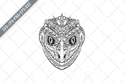 Head of a Reptilian Humanoid or Anthropomorphic Reptile Part Human Part Lizard Line Art Drawing SVG Patrimonio Designs Limited 