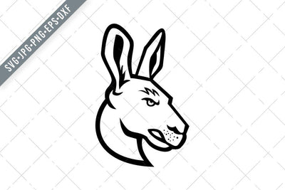 Head of an Angry Kangaroo Side View Mascot Black and White SVG Patrimonio Designs Limited 