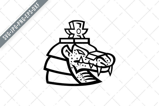 Head of Sobek or Sobki Ancient Egyptian God Mascot Black and White SVG Patrimonio Designs Limited 