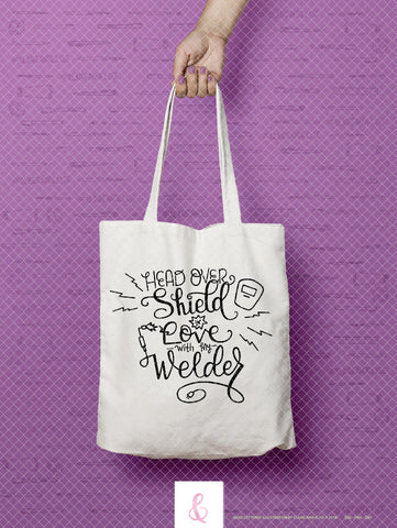 Head Over Shield In Love With My Welder - SVG PNG DXF CUT FILE SVG Claire And Elise 