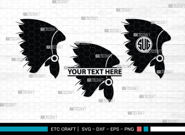 Headdress Monogram, Headdress Silhouette, Headdress SVG, Headdress Feathers Svg, Feathers Svg, Native Svg, SB00198 SVG ETC Craft 