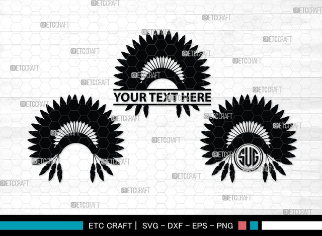 Headdress Monogram, Headdress Silhouette, Headdress SVG, Headdress Feathers Svg, Feathers Svg, Native Svg, SB00198 SVG ETC Craft 