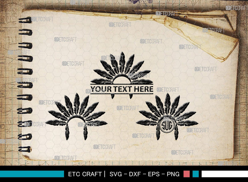 Headdress Monogram, Headdress Silhouette, Headdress SVG, Headdress ...