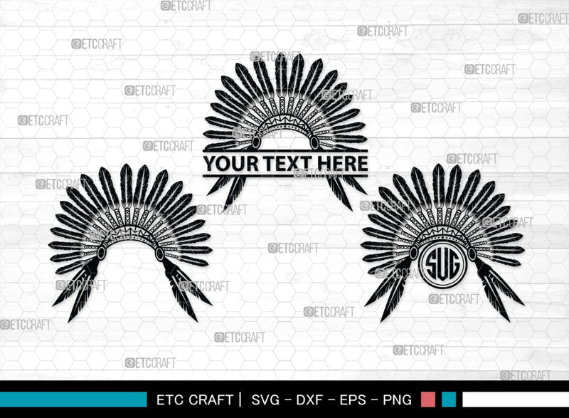 Headdress Monogram, Headdress Silhouette, Headdress SVG, Headdress ...
