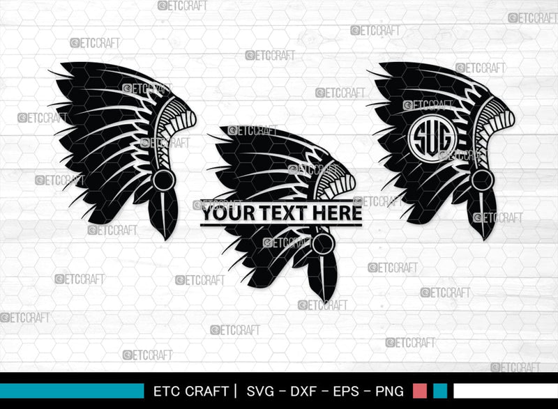Headdress Monogram, Headdress Silhouette, Headdress SVG, Headdress ...