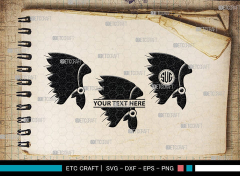 Headdress Monogram, Headdress Silhouette, Headdress SVG, Headdress Feathers Svg, Feathers Svg, Native Svg, SB00198 SVG ETC Craft 