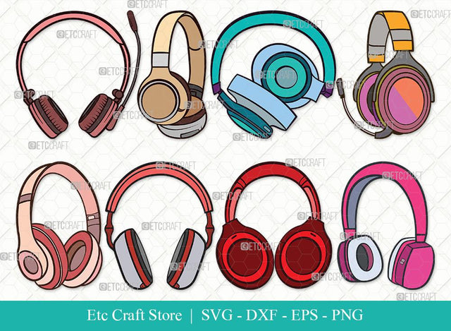 Headphone Clipart SVG Cut File | Headphone Svg | Earphone Svg | Audio Headset Svg | Bundle SVG ETC Craft 