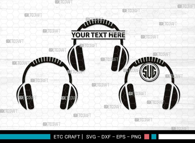 Headphone Monogram, Headphone Silhouette, Headphone SVG, Modern Audio Headset Svg, Headset Svg, Listening Svg, Earphones Svg, SB00494 SVG ETC Craft 