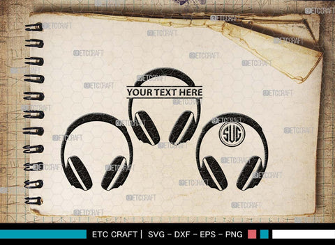 Headphone Monogram, Headphone Silhouette, Headphone SVG, Modern Audio Headset Svg, Headset Svg, Listening Svg, Earphones Svg, SB00494 SVG ETC Craft 