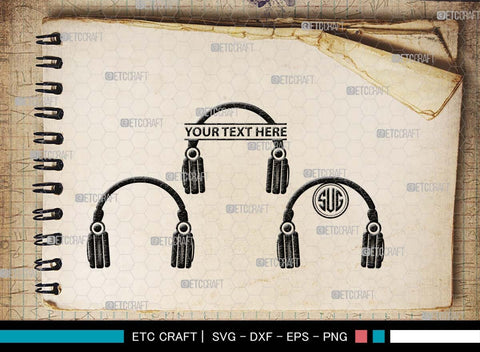 Headphone Monogram, Headphone Silhouette, Headphone SVG, Modern Audio Headset Svg, Headset Svg, Listening Svg, Earphones Svg, SB00494 SVG ETC Craft 