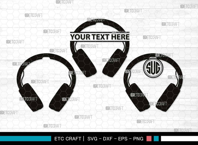Headphone Monogram, Headphone Silhouette, Headphone SVG, Modern Audio Headset Svg, Headset Svg, Listening Svg, Earphones Svg, SB00494 SVG ETC Craft 