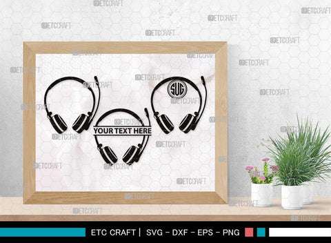 Headphone Monogram, Headphone Silhouette, Headphone SVG, Modern Audio Headset Svg, Headset Svg, Listening Svg, Earphones Svg, SB00494 SVG ETC Craft 