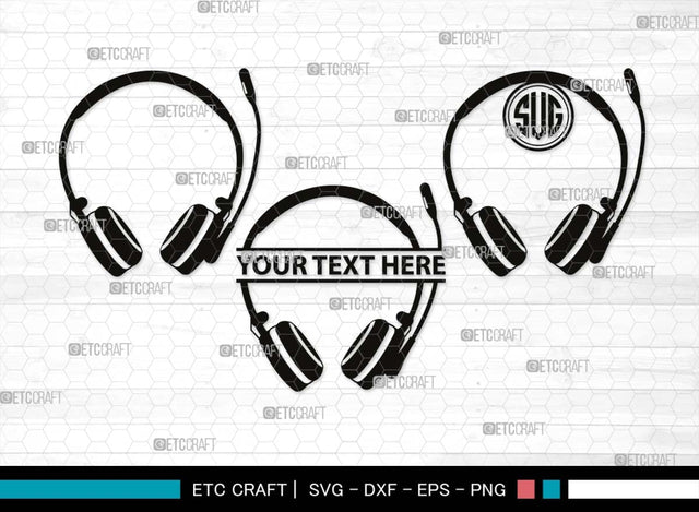 Headphone Monogram, Headphone Silhouette, Headphone SVG, Modern Audio Headset Svg, Headset Svg, Listening Svg, Earphones Svg, SB00494 SVG ETC Craft 