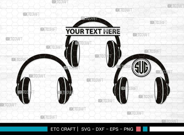 Headphone Monogram, Headphone Silhouette, Headphone SVG, Modern Audio Headset Svg, Headset Svg, Listening Svg, Earphones Svg, SB00494 SVG ETC Craft 