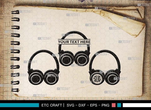 Headphone Monogram, Headphone Silhouette, Headphone SVG, Modern Audio Headset Svg, Headset Svg, Listening Svg, Earphones Svg, SB00494 SVG ETC Craft 