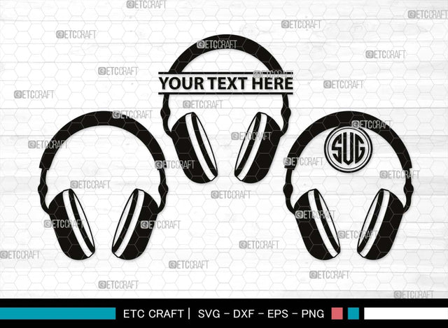 Headphone Monogram, Headphone Silhouette, Headphone SVG, Modern Audio Headset Svg, Headset Svg, Listening Svg, Earphones Svg, SB00494 SVG ETC Craft 