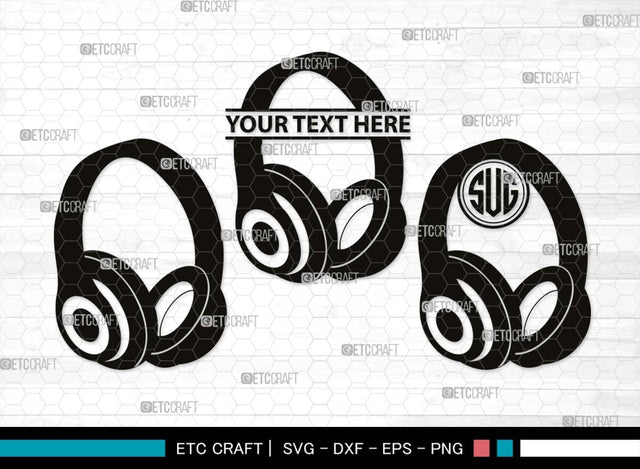 Headphone Monogram, Headphone Silhouette, Headphone SVG, Modern Audio Headset Svg, Headset Svg, Listening Svg, Earphones Svg, SB00494 SVG ETC Craft 