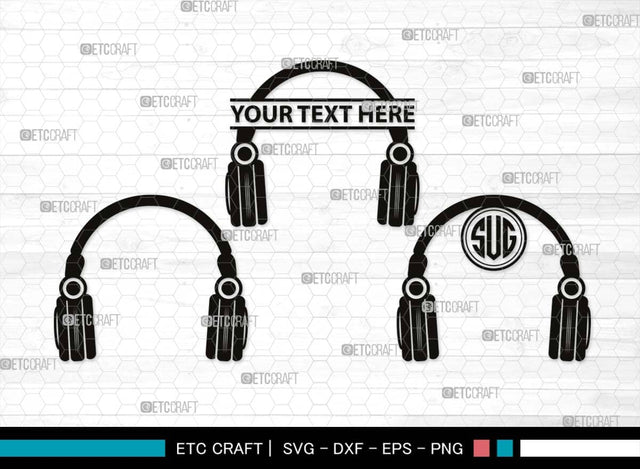 Headphone Monogram, Headphone Silhouette, Headphone SVG, Modern Audio Headset Svg, Headset Svg, Listening Svg, Earphones Svg, SB00494 SVG ETC Craft 