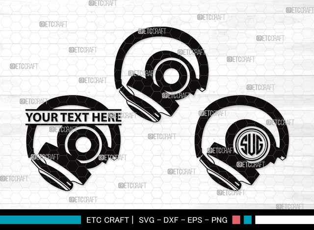 Headphone Monogram SVG | Headphone Svg | Earphone Svg | Audio Headset Svg | Headphone Clipart SVG ETC Craft 