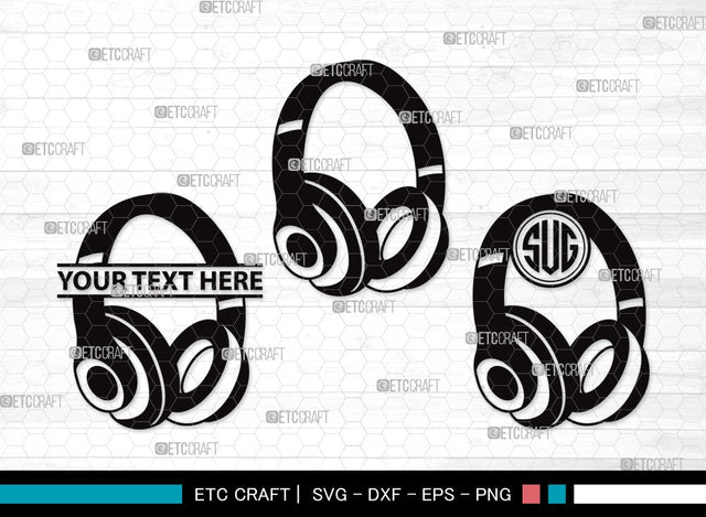Headphone Monogram SVG | Headphone Svg | Earphone Svg | Audio Headset Svg | Headphone Clipart SVG ETC Craft 