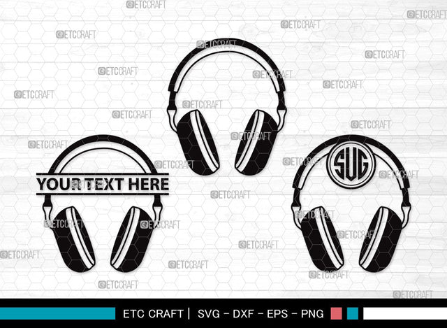 Headphone Monogram SVG | Headphone Svg | Earphone Svg | Audio Headset Svg | Headphone Clipart SVG ETC Craft 
