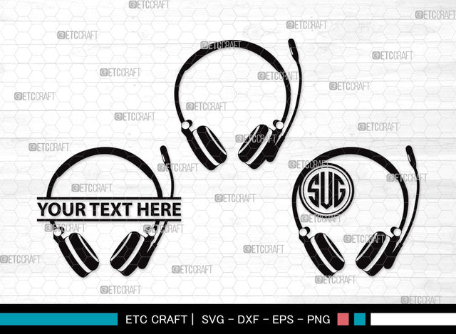 Headphone Monogram SVG | Headphone Svg | Earphone Svg | Audio Headset Svg | Headphone Clipart SVG ETC Craft 