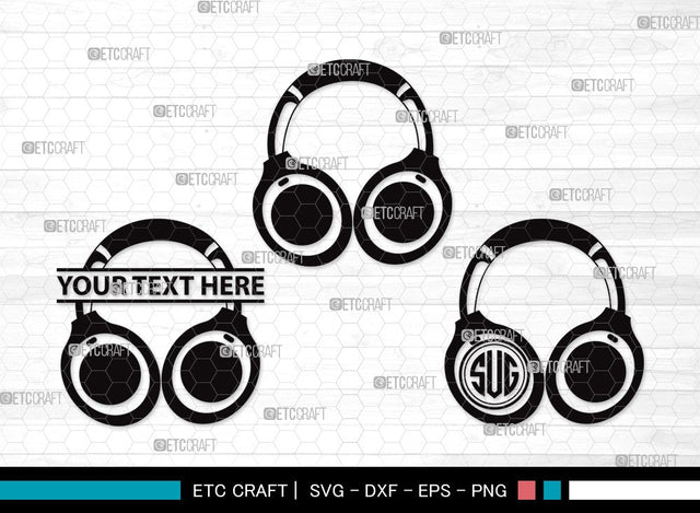 Headphone Monogram SVG | Headphone Svg | Earphone Svg | Audio Headset Svg | Headphone Clipart SVG ETC Craft 