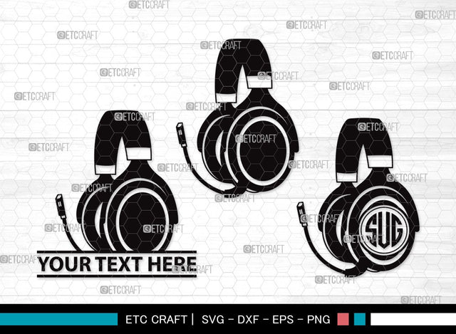 Headphone Monogram SVG | Headphone Svg | Earphone Svg | Audio Headset Svg | Headphone Clipart SVG ETC Craft 