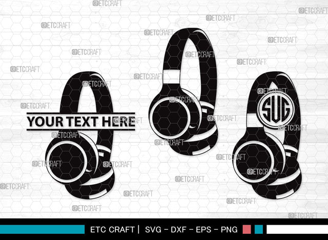 Headphone Monogram SVG | Headphone Svg | Earphone Svg | Audio Headset Svg | Headphone Clipart SVG ETC Craft 
