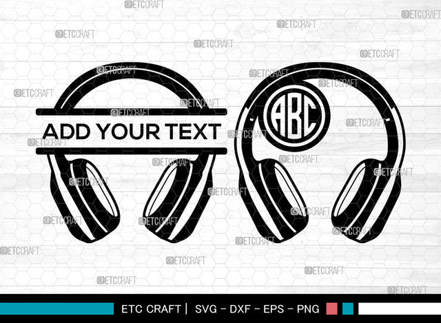 Headphone Monogram SVG, Headset Svg, Music Svg, Earphone Svg, Split Monogram Svg, Headphone Svg SVG ETC Craft 