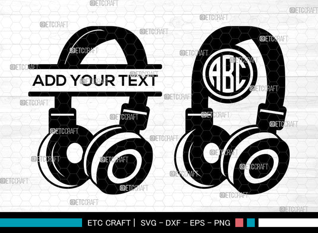 Headphone Monogram SVG, Headset Svg, Music Svg, Earphone Svg, Split Monogram Svg, Headphone Svg SVG ETC Craft 