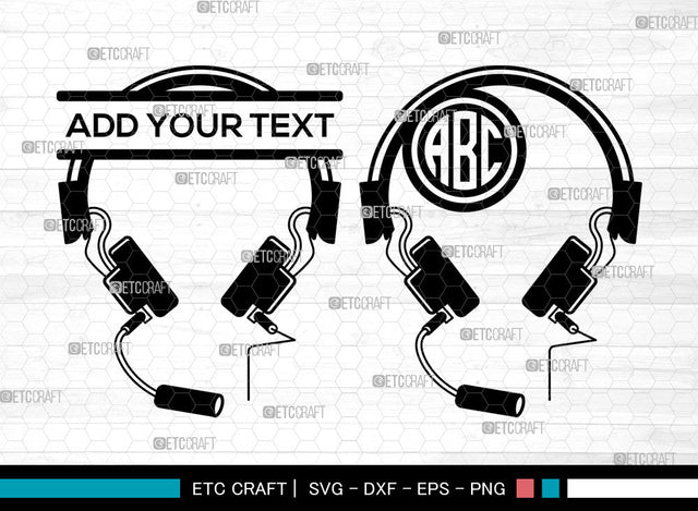 Headphone Monogram SVG, Headset Svg, Music Svg, Earphone Svg, Split Monogram Svg, Headphone Svg SVG ETC Craft 