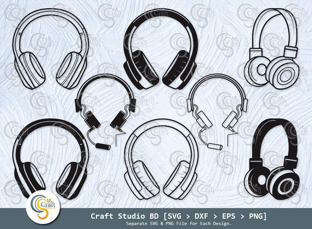 Headphone Silhouette, Hedset Svg, Music Svg, Earphone Svg, DJ Sound Svg, Headphone Svg Bundle SVG ETC Craft 