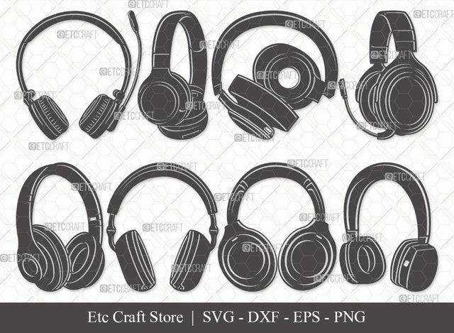 Headphone Silhouette SVG Cut File | Headphone Svg | Earphone Svg | Audio Headset Svg | Bundle SVG ETC Craft 