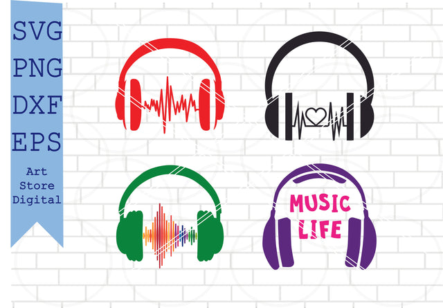 Headphones SVG Bundle, Headphone Svg, Png, Dxf, Eps Cut Files SVG Artstoredigital 