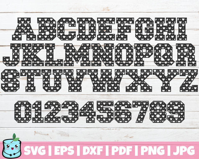 Heart Alphabet And Numbers SVG MintyMarshmallows 