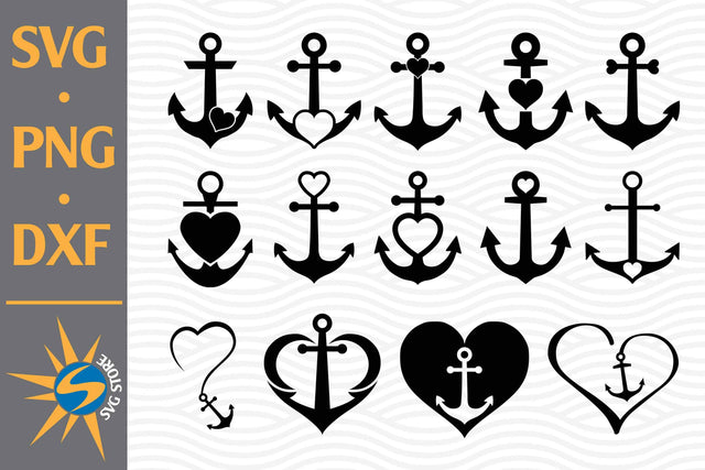 Heart Anchor SVG, PNG, DXF Digital Files Include SVG SVGStoreShop 