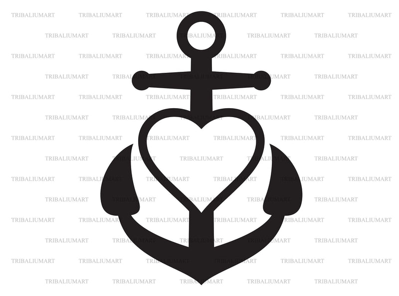 Heart and Anchor symbol. Cut files for Cricut. Clip Art silhouettes ...