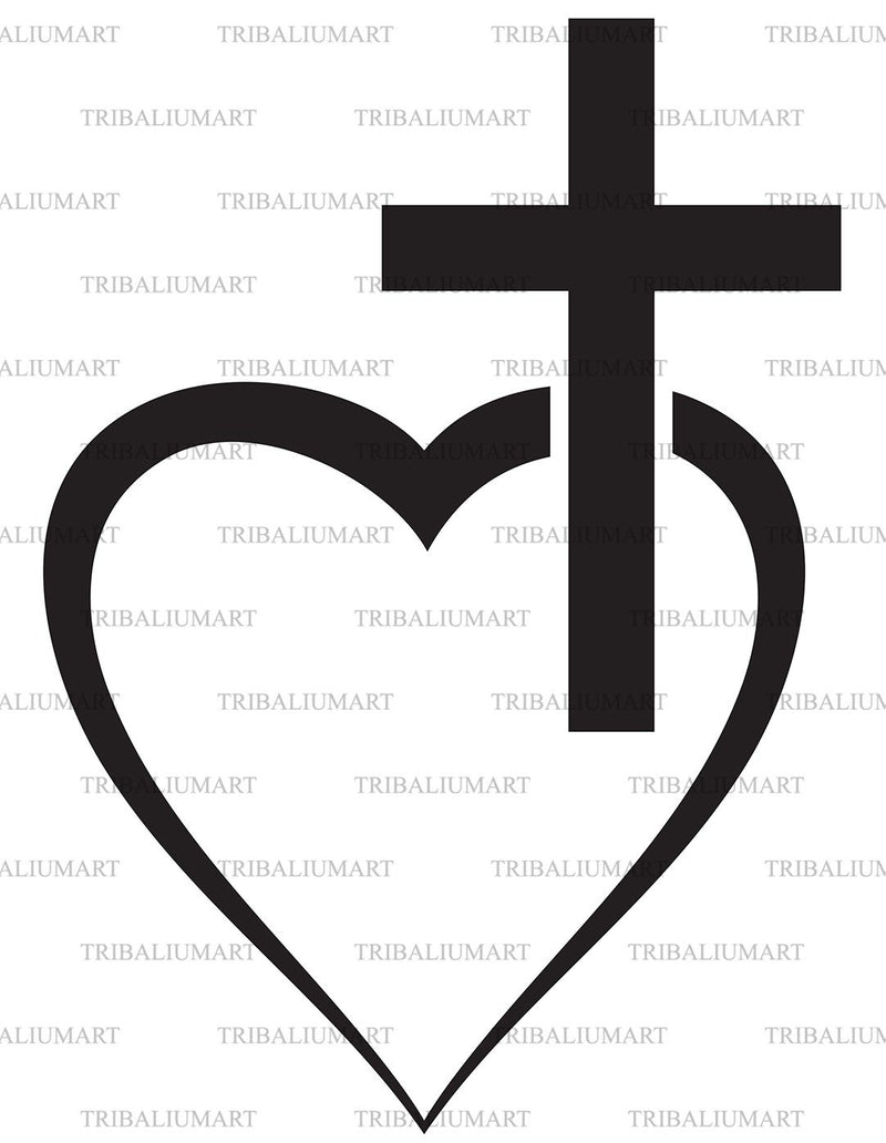 Heart and cross. Cut files for Cricut. Clip Art silhouettes (eps, svg ...