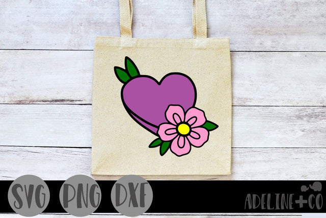 Heart and flower, Valentine's Day SVG Adeline&co 