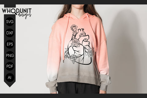 Heart and Roses SVG | Anatomical Heart cut file| Human Heart SVG Whodunit Designs 