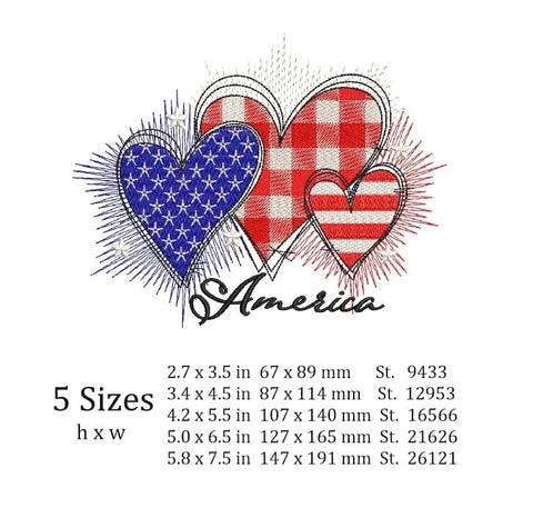 Heart and USA flag embroidery design, Independence Day, instant download. Embroidery/Applique DESIGNS ArtEMByNatalia 