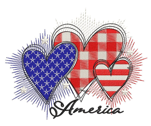 Heart and USA flag embroidery design, Independence Day, instant download. Embroidery/Applique DESIGNS ArtEMByNatalia 