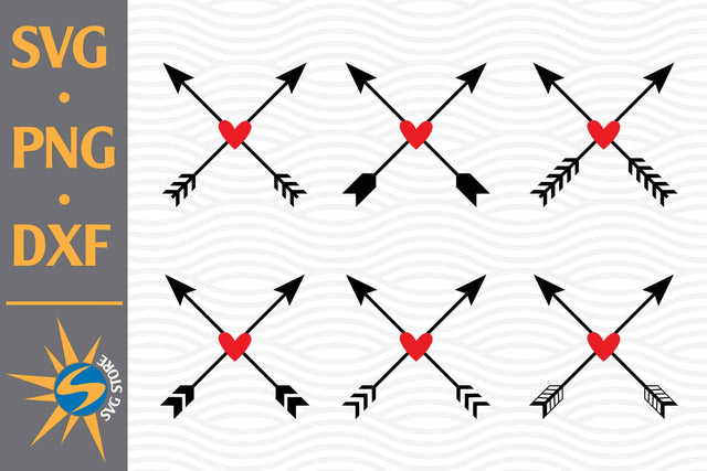 Heart Arrow Crossed SVG, PNG, DXF Digital Files Include SVG SVGStoreShop 