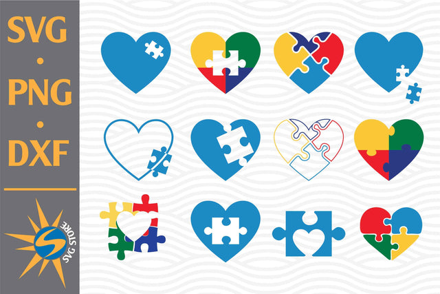 Heart Autism SVG, PNG, DXF Digital Files Include SVG SVGStoreShop 