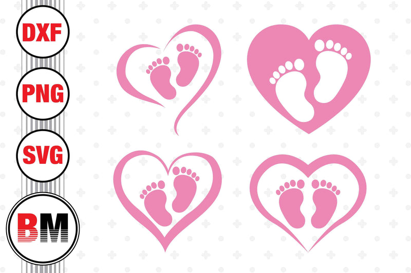 Heart Baby Feet SVG, PNG, DXF Files SVG BMDesign 