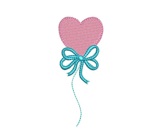 Heart Balloon with bow Machine Embroidery Design Embroidery/Applique DESIGNS Canada Embroidery 